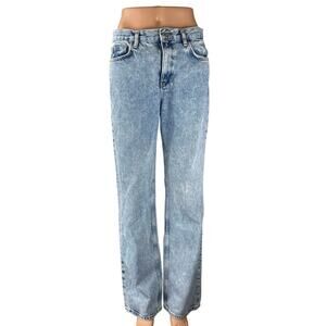 MNG Mango Women's Blue Light Wash High Rise Straight Leg Denim Jeans Size 8